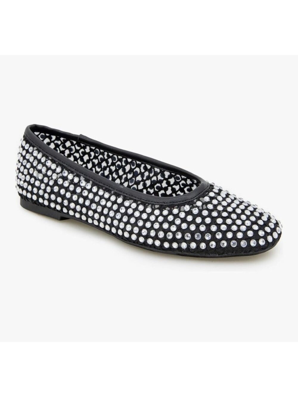 XOXO Dobsi style black rhinestone-embellished slip-on flats size 6